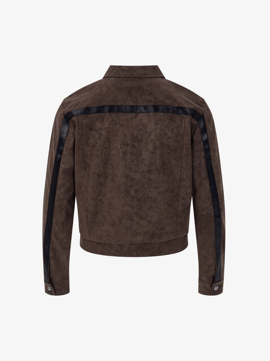 Deconstructed Patchwork Cropped Faux Leather Jacket