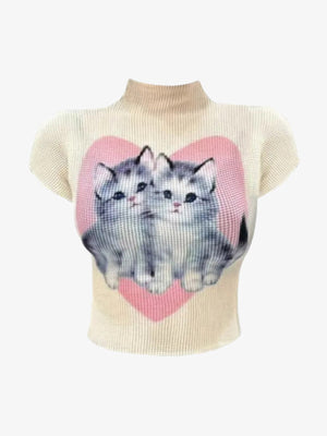 Graphic Waffle Stand-Collar Vests