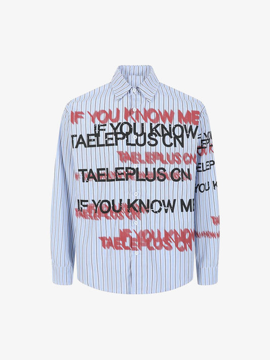 Striped Button-Up Shirt with Bold Floral Design 