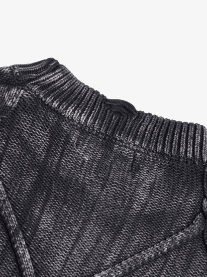 Paint Spray Hole Cable Crewneck Sweater 