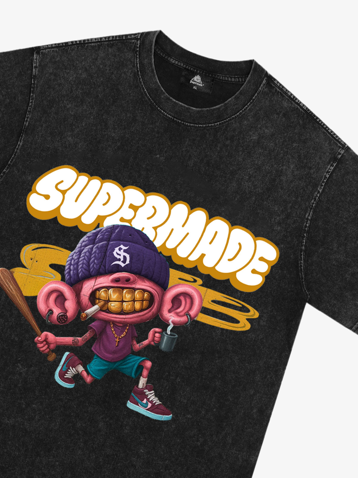 Thesupermade Cartoon Graffiti Baseball Cool Boy T-shirt 