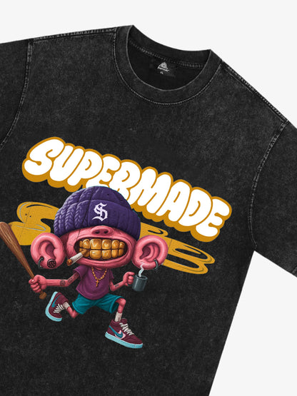 Thesupermade Cartoon Graffiti Baseball Cool Boy T-shirt 