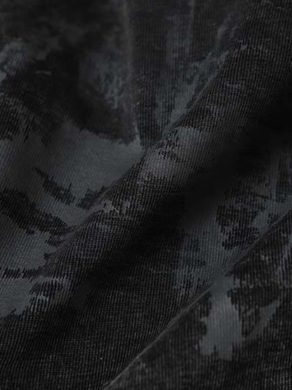 Denim Blend Oversized T-Shirt with Asymmetrical Hem and Patchwork Design 