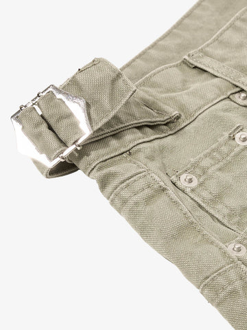 Distressed Washed Multi-Button Jeans