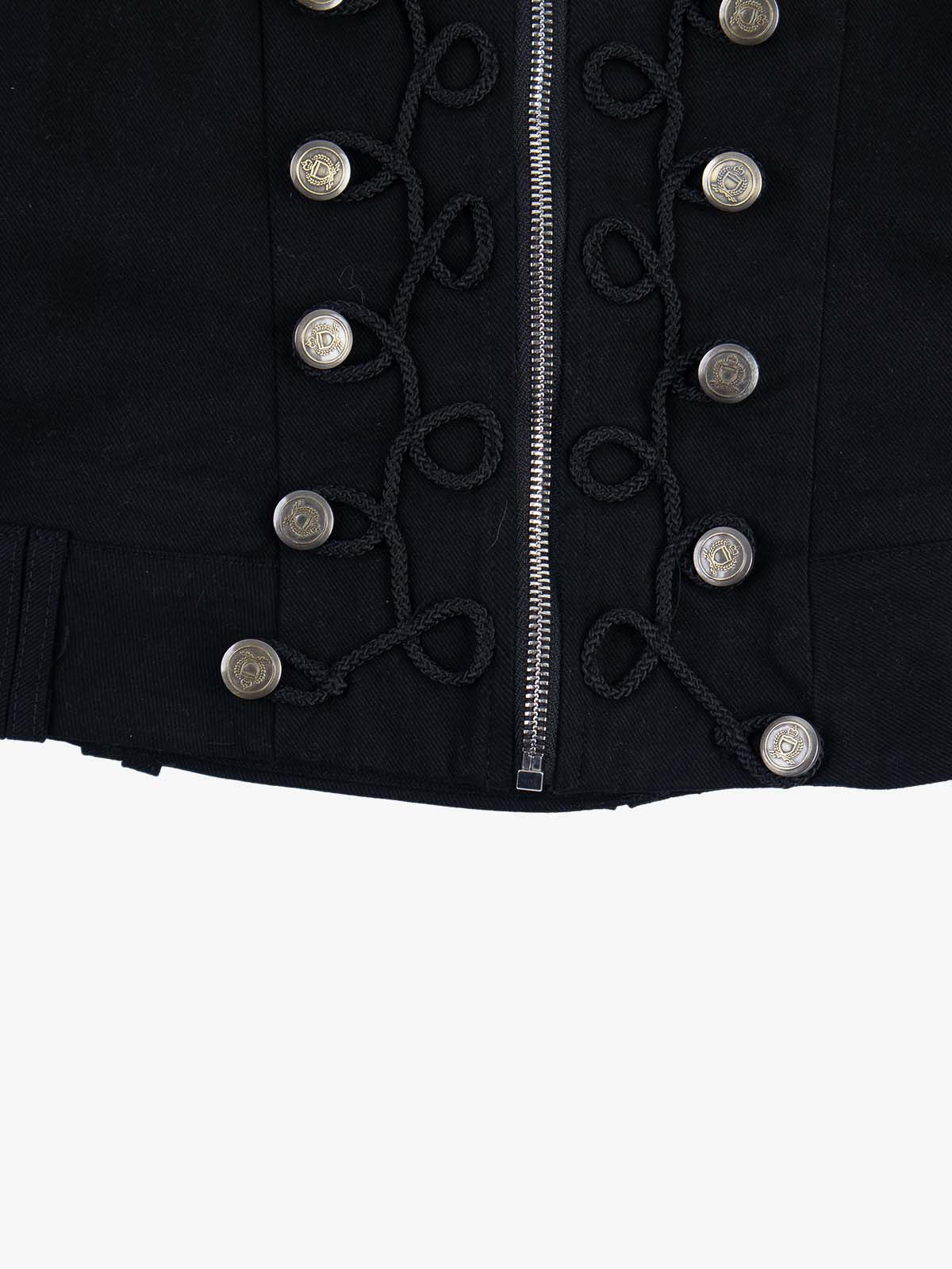 Thesupermade Napoleon Button Off-Shoulder Slim Fit Long Sleeve Top