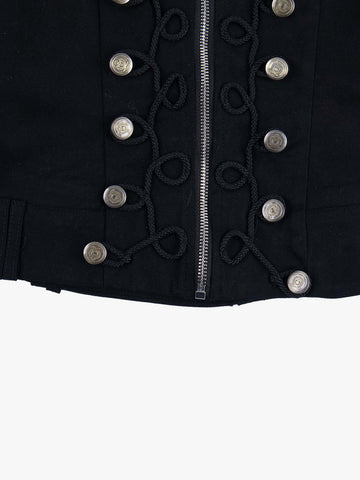 Thesupermade Napoleon Button Off-Shoulder Slim Fit Long Sleeve Top