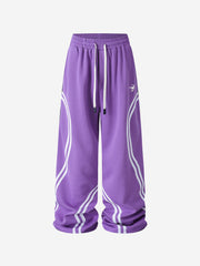 Contrast Stripe Wide-Leg Track Pants