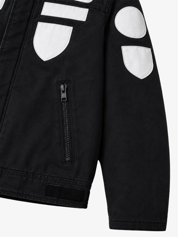 Distressed Racing Jacket with Patch Detail
