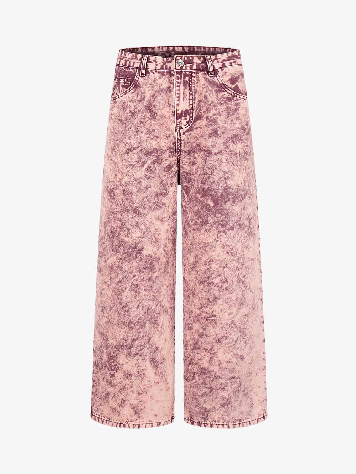 Purple Tie-Dye Finish Acid Wash Jeans 