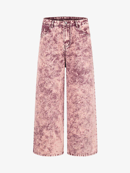 Purple Tie-Dye Finish Acid Wash Jeans 
