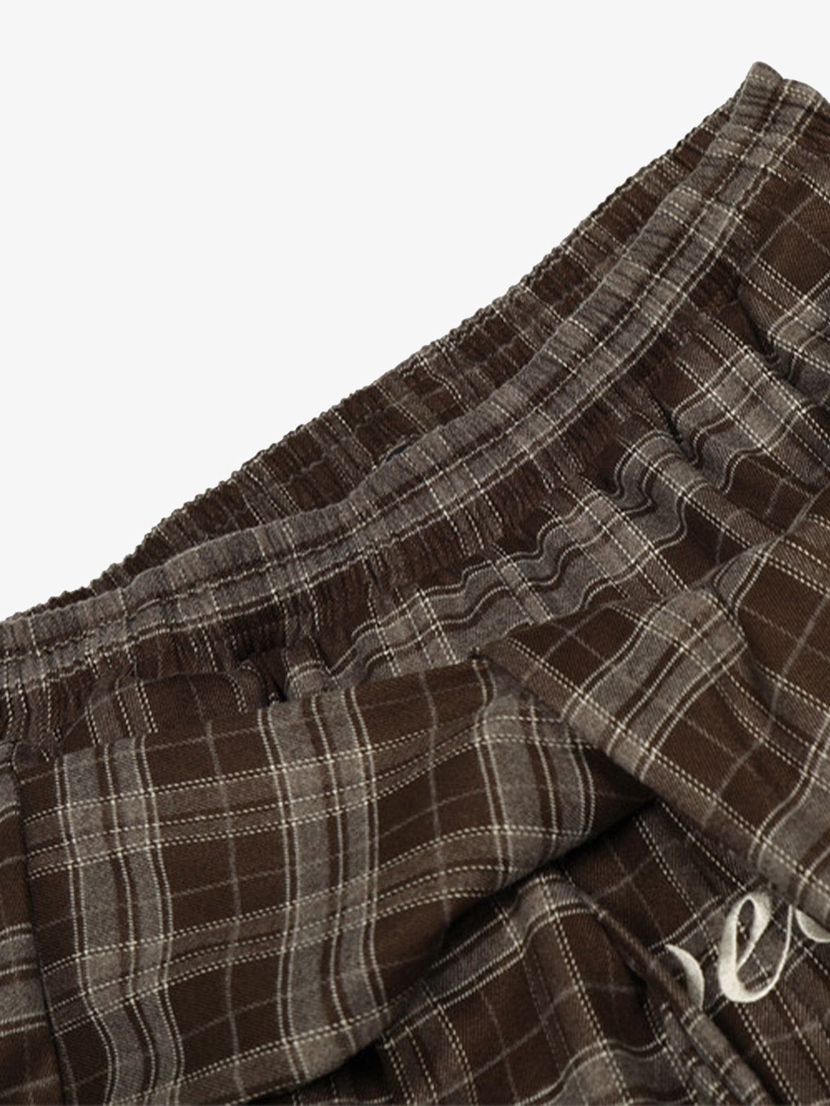 Plaid Wide-Leg Pants With Embroidered Logo for Casual Style 