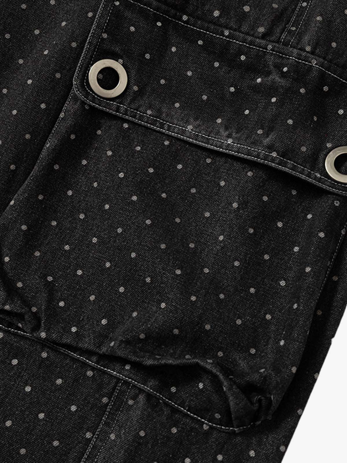 Polka Dot Denim Cargo Shorts