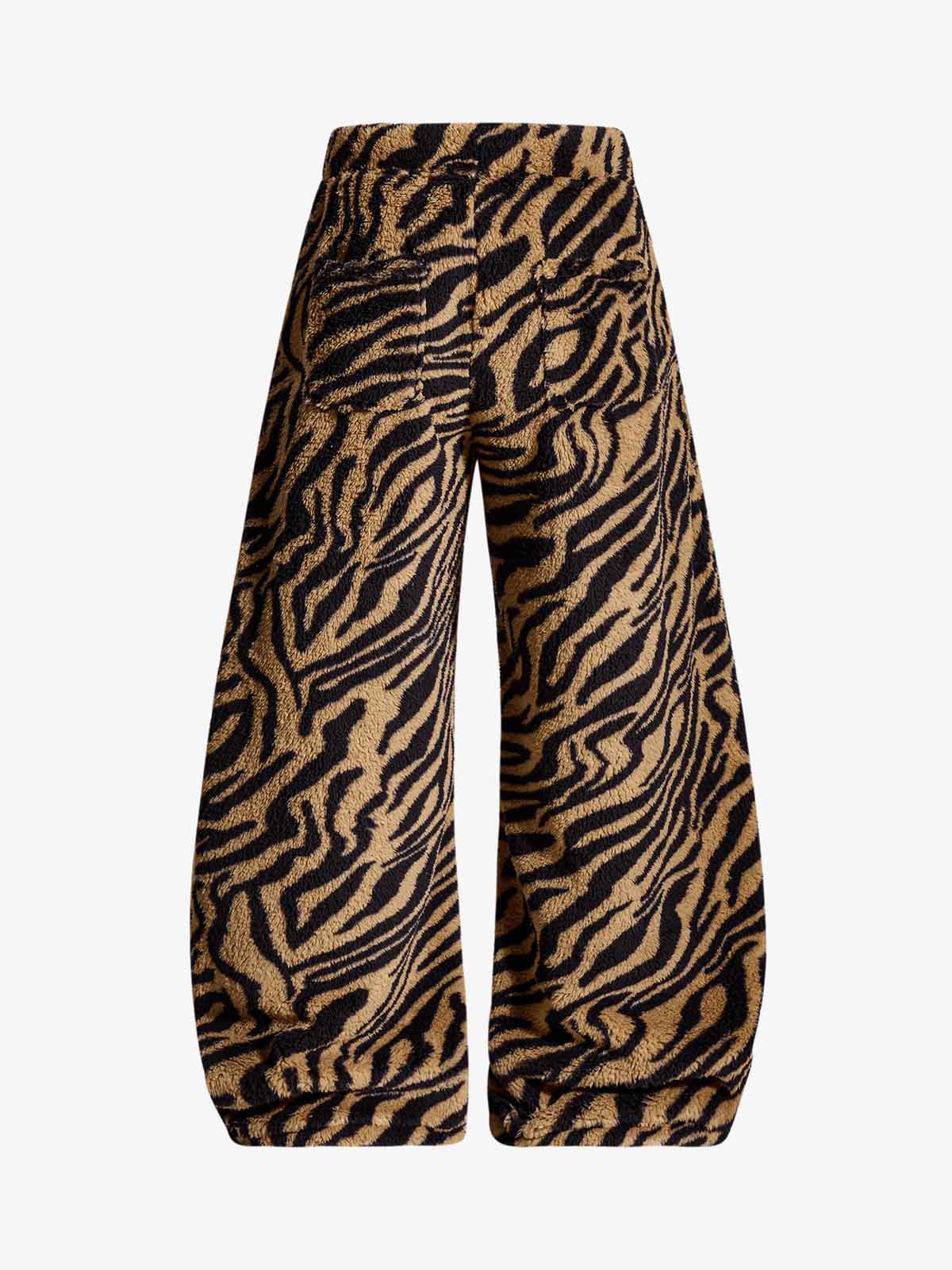 Retro Zebra Print Wide-Leg Lounge Barrel Pants 