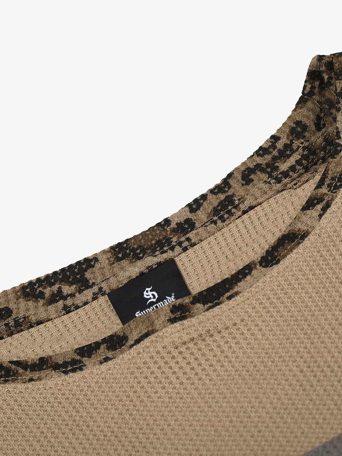 Leopard Graffiti Waffle Long Sleeve Tee