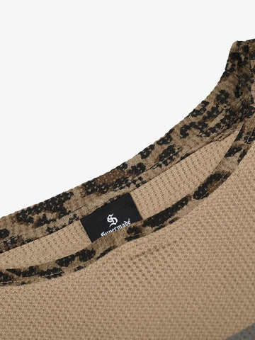 Leopard Graffiti Waffle Long Sleeve Tee