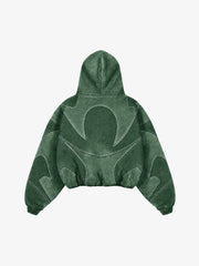 Washed Panel Detail Boxy Hoodie & Wide-Leg Sweatpants Set