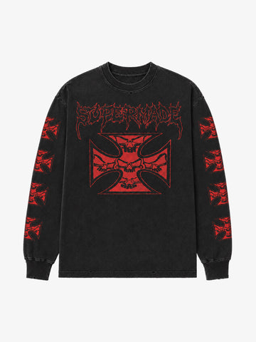 Skull Cross Graphic Long Sleeve Tee