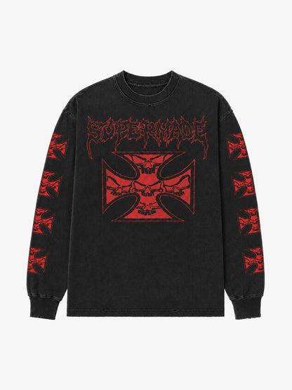 Skull Cross Graphic Long Sleeve Tee