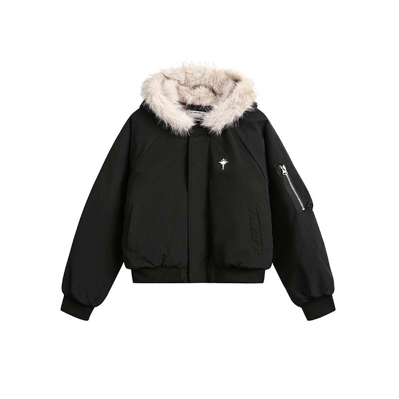 Fur-Collar Hooded Padded Jacket