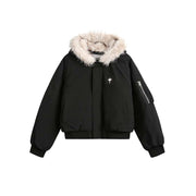Fur-Collar Hooded Padded Jacket