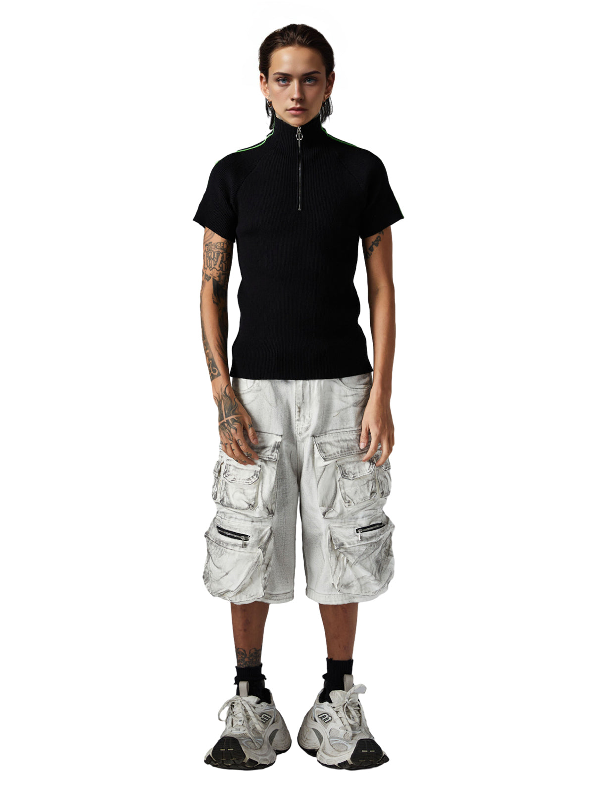 Distressed Multi-Pocket Cargo Shorts 