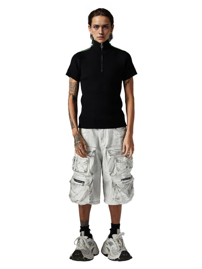 Distressed Multi-Pocket Cargo Shorts 