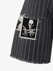 Vintage Pinstripe Patchwork Baggy Denim Set 