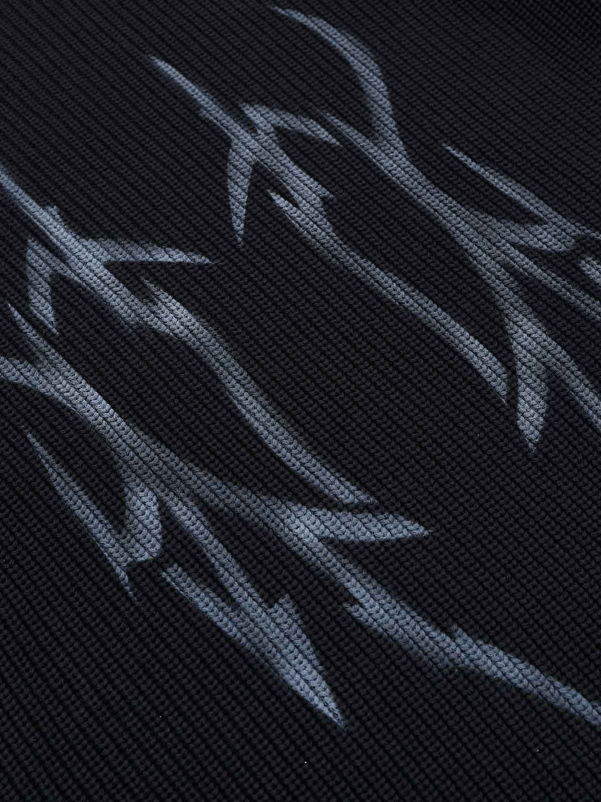 Ink-Splatter Graffiti Crewneck Knit Sweater; Black / M, Black / L, Black / XL