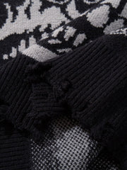 High Street Dark Skull Frayed-edge V-neck Sweater Vest 