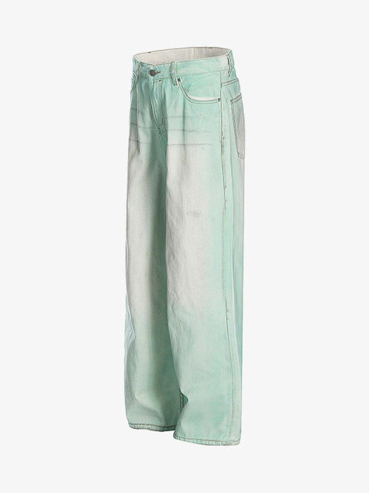 Distressed Handmade Luminous Mud-dyed Paint Jeans 
