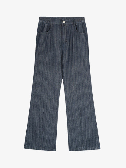 Stylish Wide-Leg Denim Trousers with Pleated Design for Modern Fashionistas 