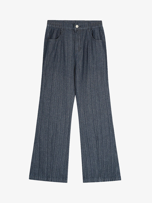 Stylish Wide-Leg Denim Trousers with Pleated Design for Modern Fashionistas 
