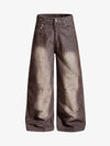 Vintage Washed Pinstripe Studded Baggy Jeans