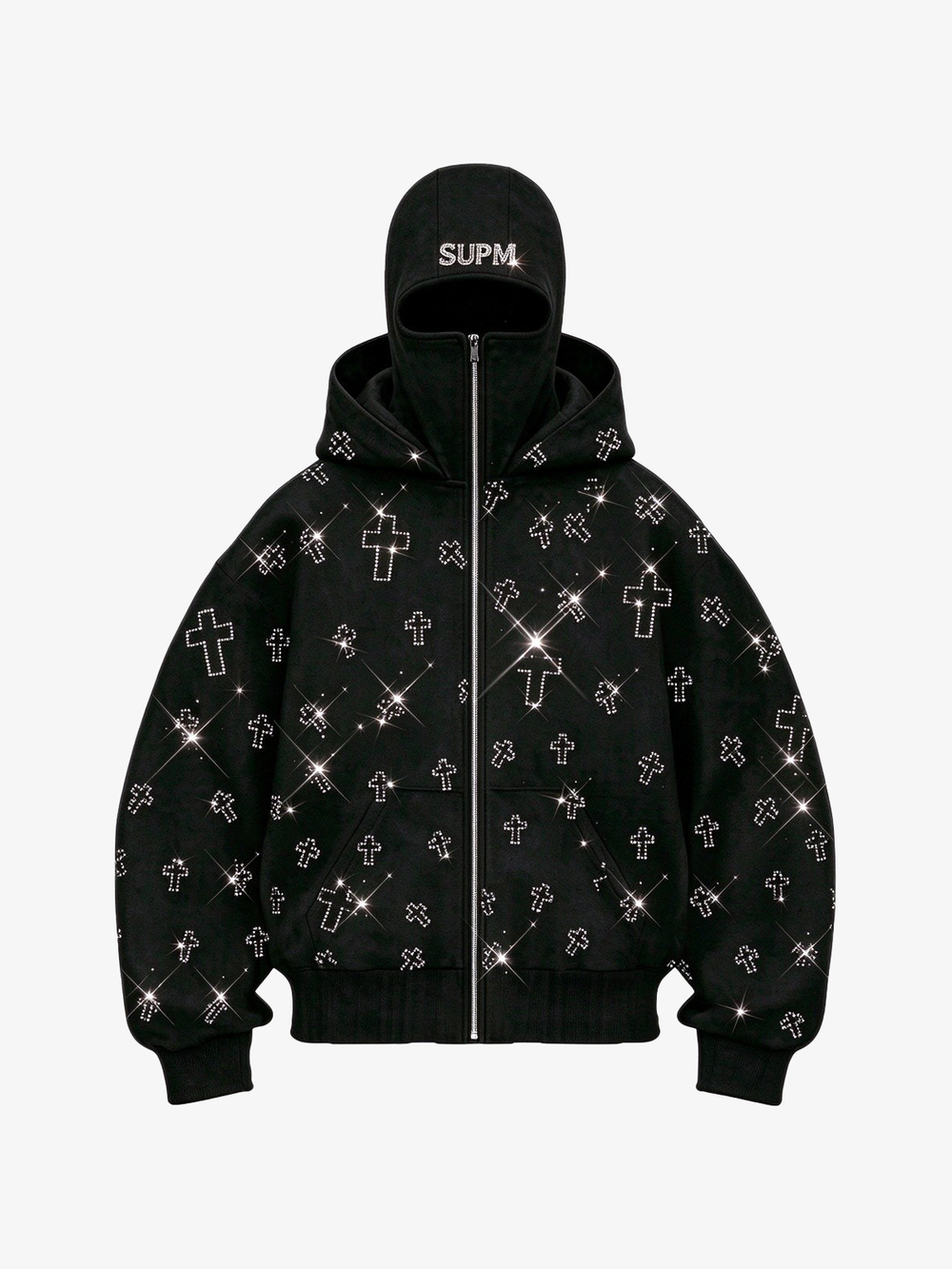 Sweatshirt mit Strass-Kreuz-Maskierung