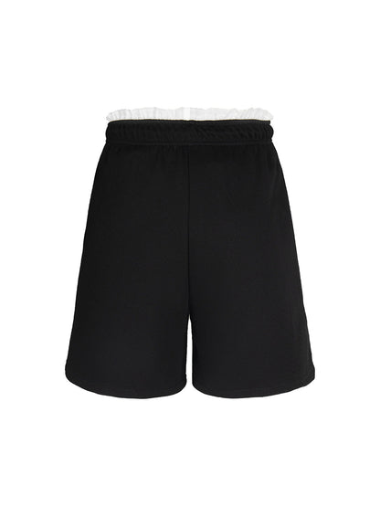 Elastic Letter Double Waist Shorts 