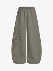 Cotton-Blend Quilted Padded Embroidered Hoodie & Wide-Leg Sweatpants Set