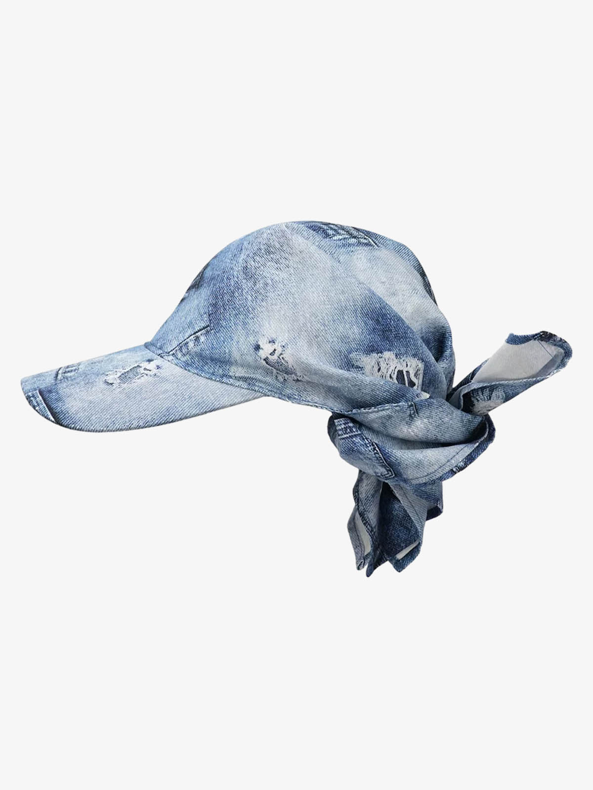 Baseballkappe aus Denim mit Bandana-Grafik und Used-Look
