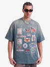 T-shirt vintage délavé à imprimé autocollant