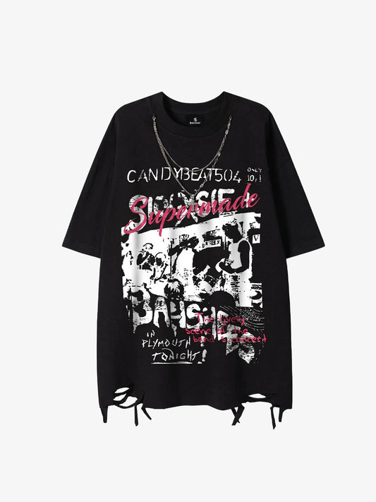 Letter Graphic Necklace Tee