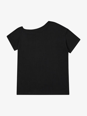 Black Cotton T-Shirt with Silver Studs and Bleach Spray Graphic