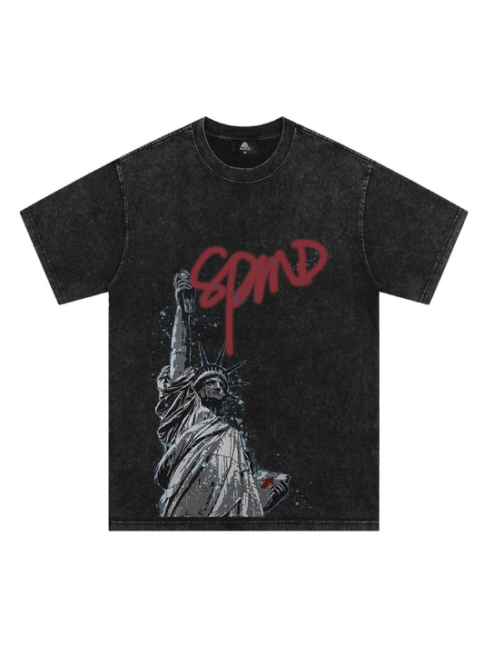 Orginal Funny Graffiti Statue Of Liberty Print T-shirt 