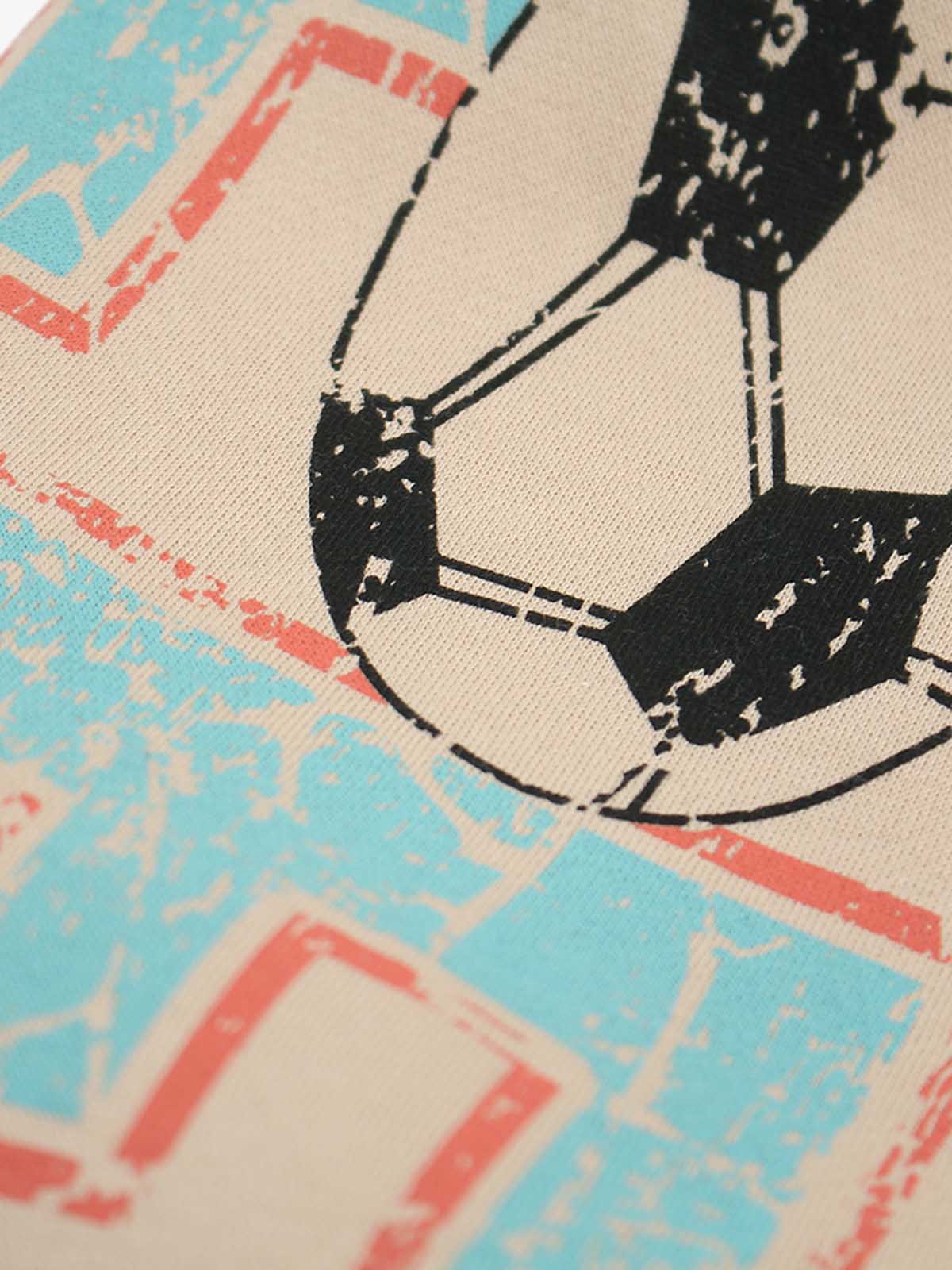 Retro Varsity Soccer Print Fleece-Lined Baggy Sweatpants 