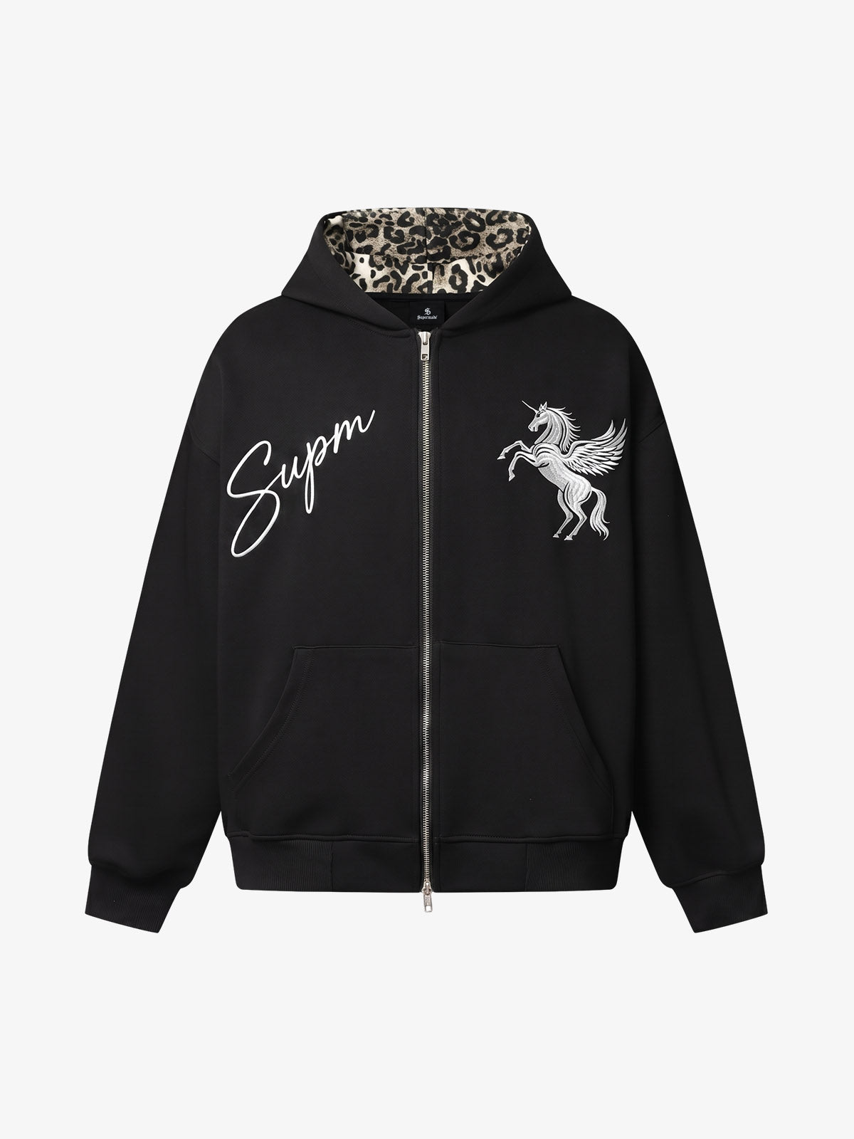 Embroidered Pegasus Zip-Up Hoodie