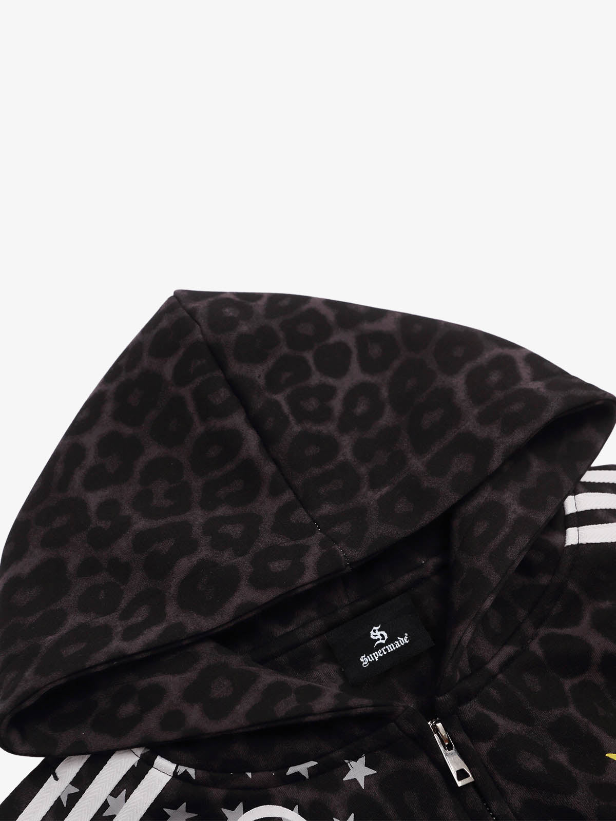 Lion Graphic Leopard Stripe Zip Hoodie