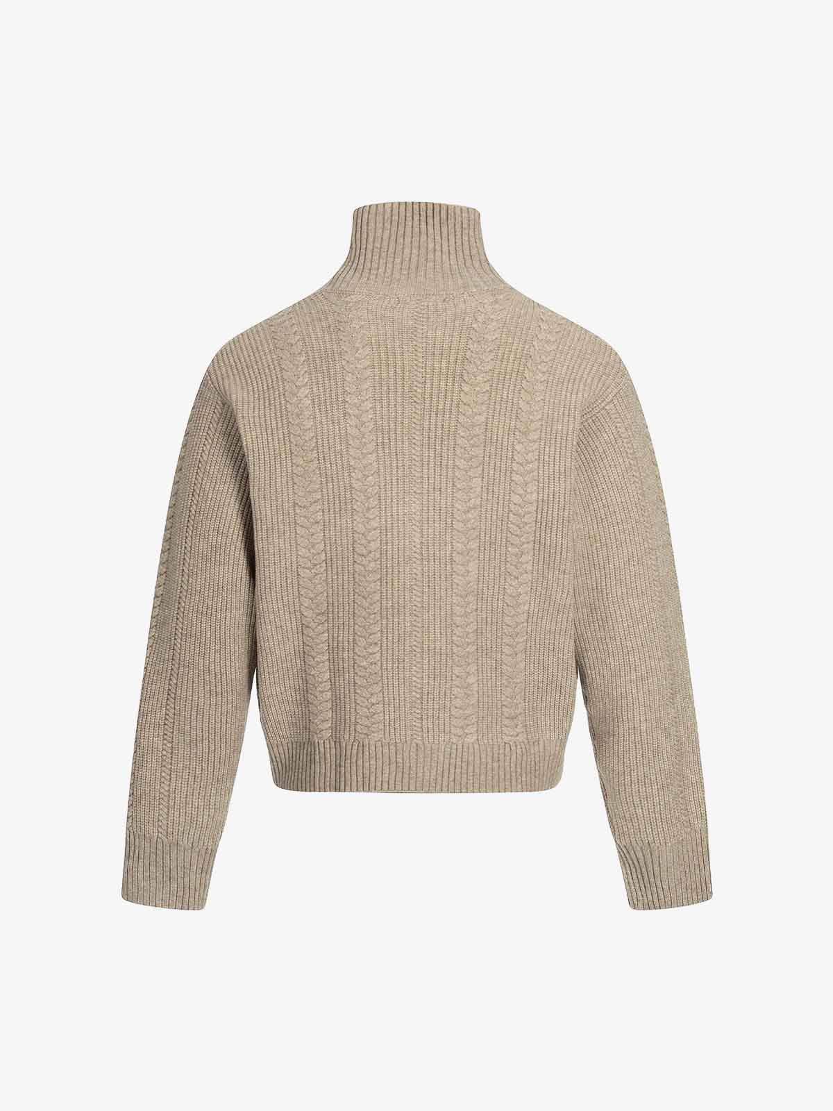 Retro High Neck Cardigan Knit Zipper Sweater