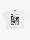 Distressed Hem T-Shirt with Vintage Rock Graphic