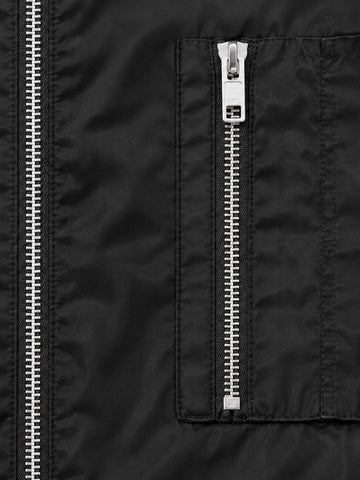 Checkerboard Embroidered Glossy Nylon Zip Jacket