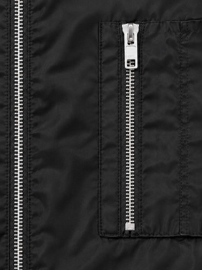 Checkerboard Embroidered Glossy Nylon Zip Jacket