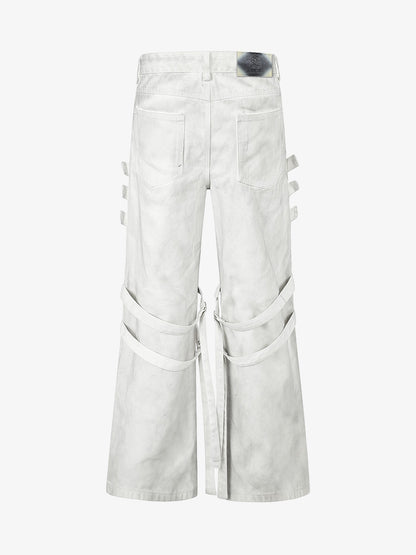 Inkjet Graphic Cutout Ring-Strap Jeans