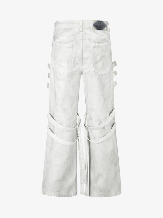 Inkjet Graphic Cutout Ring-Strap Jeans